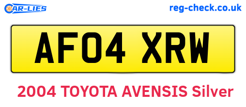 AF04XRW are the vehicle registration plates.