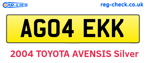 AG04EKK are the vehicle registration plates.