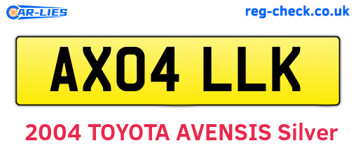 AX04LLK are the vehicle registration plates.