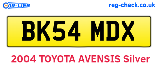 BK54MDX are the vehicle registration plates.