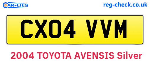 CX04VVM are the vehicle registration plates.