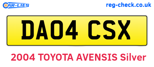 DA04CSX are the vehicle registration plates.
