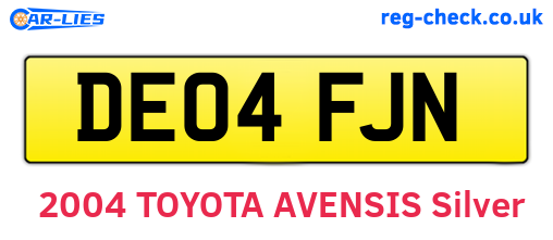 DE04FJN are the vehicle registration plates.