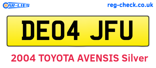 DE04JFU are the vehicle registration plates.