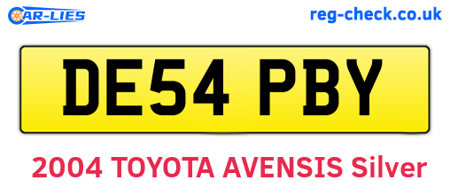 DE54PBY are the vehicle registration plates.