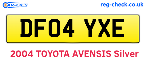 DF04YXE are the vehicle registration plates.