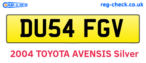 DU54FGV are the vehicle registration plates.