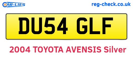 DU54GLF are the vehicle registration plates.