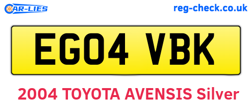 EG04VBK are the vehicle registration plates.