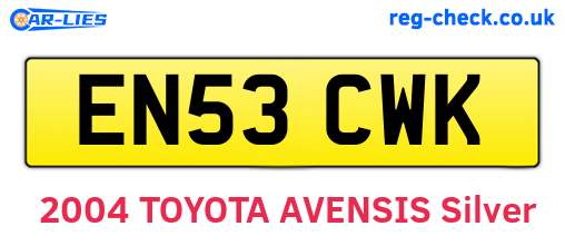 EN53CWK are the vehicle registration plates.
