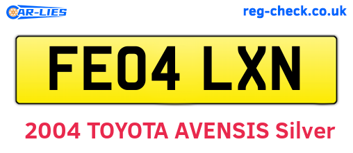 FE04LXN are the vehicle registration plates.