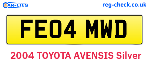 FE04MWD are the vehicle registration plates.