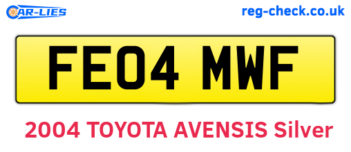 FE04MWF are the vehicle registration plates.