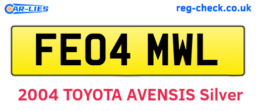 FE04MWL are the vehicle registration plates.