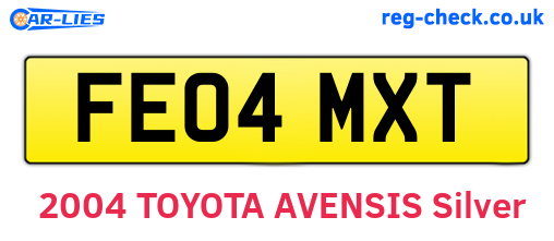 FE04MXT are the vehicle registration plates.
