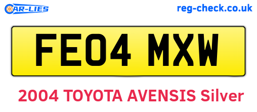 FE04MXW are the vehicle registration plates.