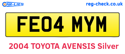 FE04MYM are the vehicle registration plates.