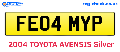 FE04MYP are the vehicle registration plates.