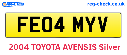 FE04MYV are the vehicle registration plates.
