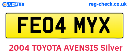 FE04MYX are the vehicle registration plates.