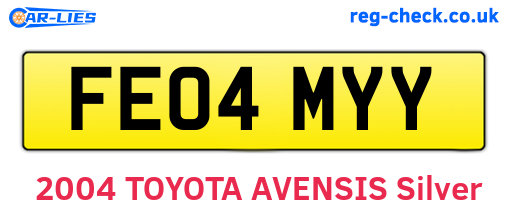 FE04MYY are the vehicle registration plates.