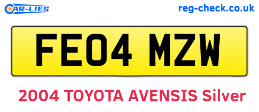 FE04MZW are the vehicle registration plates.