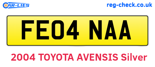 FE04NAA are the vehicle registration plates.