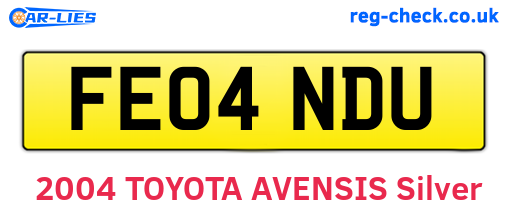 FE04NDU are the vehicle registration plates.