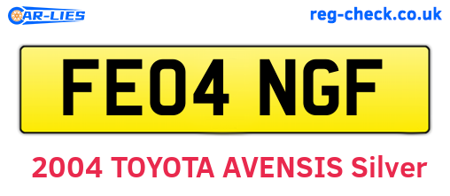 FE04NGF are the vehicle registration plates.