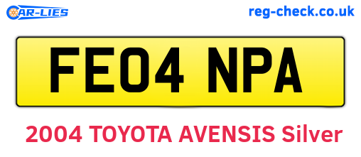 FE04NPA are the vehicle registration plates.