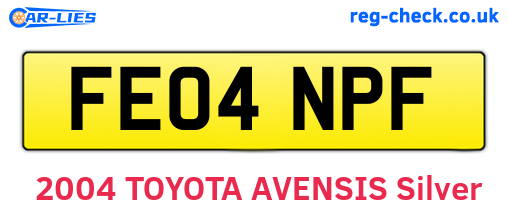FE04NPF are the vehicle registration plates.