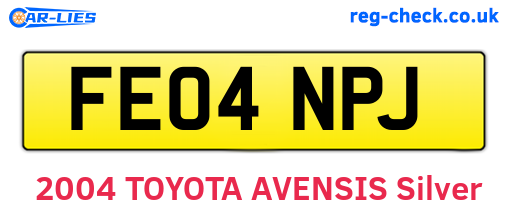 FE04NPJ are the vehicle registration plates.