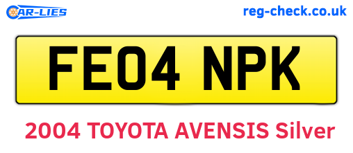 FE04NPK are the vehicle registration plates.