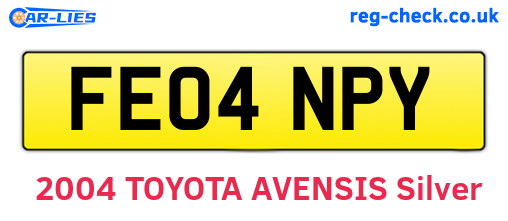 FE04NPY are the vehicle registration plates.