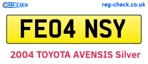 FE04NSY are the vehicle registration plates.