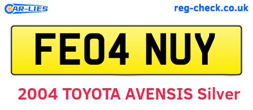 FE04NUY are the vehicle registration plates.