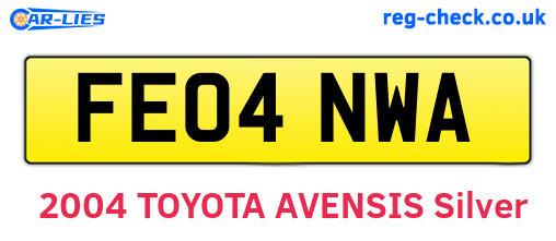 FE04NWA are the vehicle registration plates.