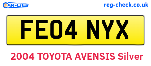 FE04NYX are the vehicle registration plates.