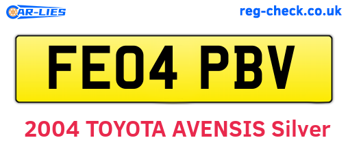 FE04PBV are the vehicle registration plates.