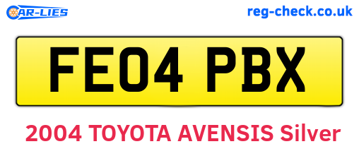 FE04PBX are the vehicle registration plates.