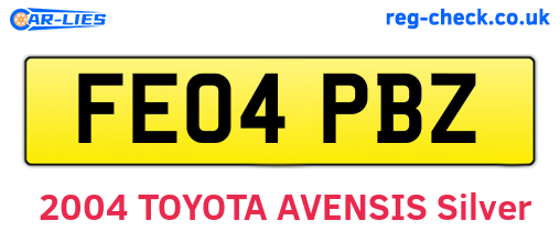 FE04PBZ are the vehicle registration plates.