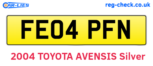 FE04PFN are the vehicle registration plates.