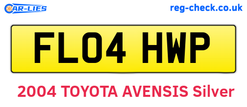 FL04HWP are the vehicle registration plates.