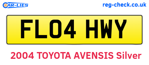 FL04HWY are the vehicle registration plates.