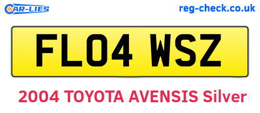 FL04WSZ are the vehicle registration plates.