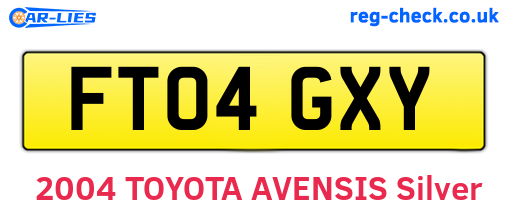 FT04GXY are the vehicle registration plates.