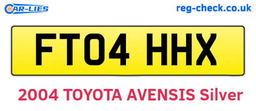 FT04HHX are the vehicle registration plates.
