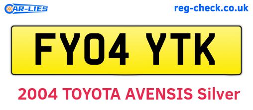 FY04YTK are the vehicle registration plates.