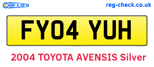 FY04YUH are the vehicle registration plates.