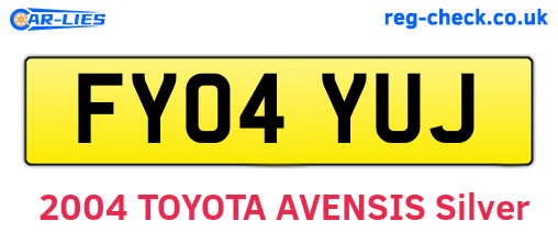 FY04YUJ are the vehicle registration plates.